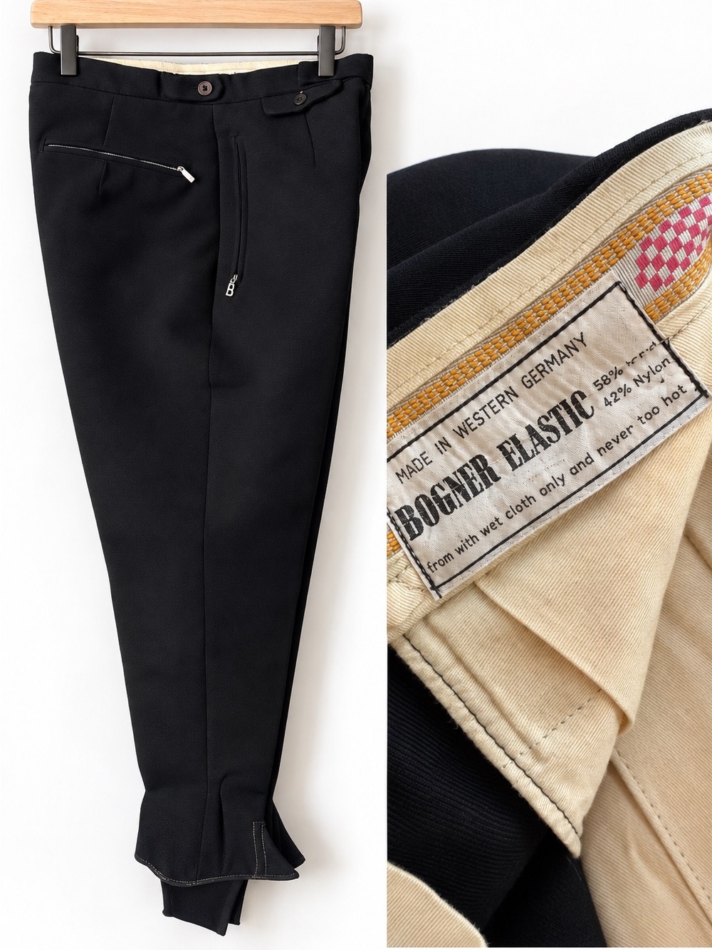 BOGNER Vtg 60s/70s RARE Wool Stirrup Apres Ski Pants Western Germany 32 X-Short